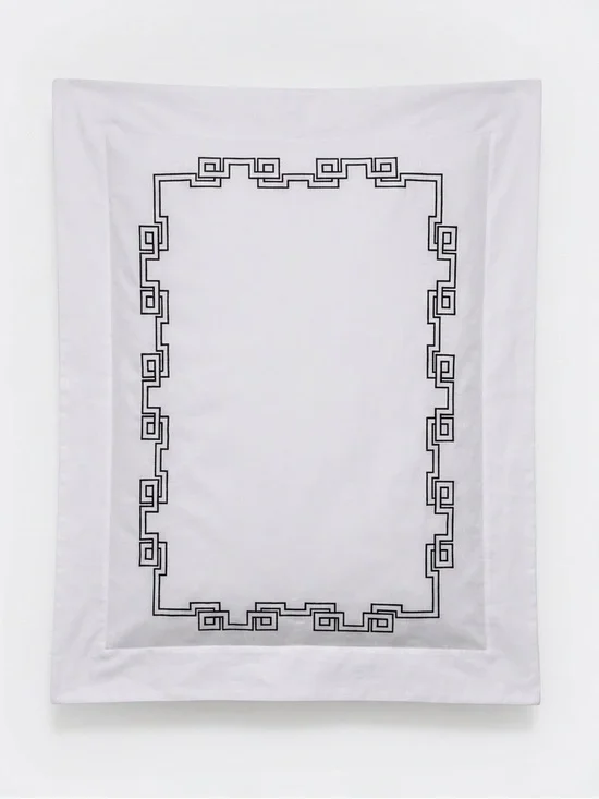 Dea Italian Linens Hand Embroidered Greek Key Queen Shams Set