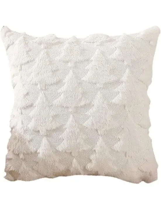 Modern Christmas Trees Pillow Case White 18x18in Winter Holiday Decor Accent NEW