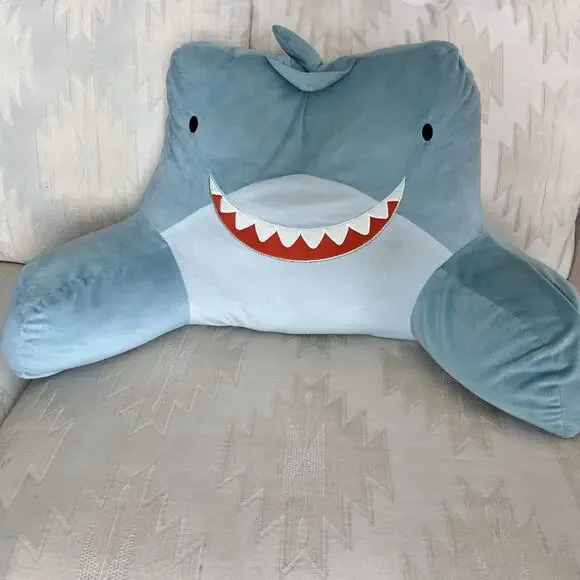 Shark Lounge/Reading Pillow Large 33x18” Kohls The Big One Kids Light Blue