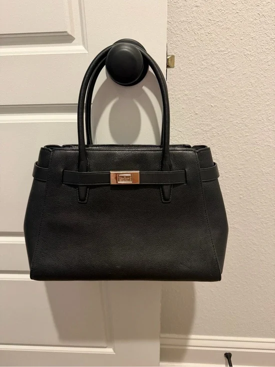 kate spade Black Pebbled Leather Satchel with Gold Hardware