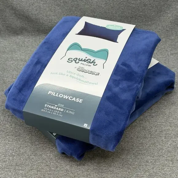 SquishPillow Original Squishmallows Ultra Soft Standard KING Pillowcase Set Blue