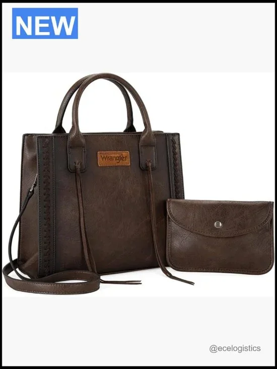 Western Cowhide Hair-on Tote Purse and Wallet Set Satchel