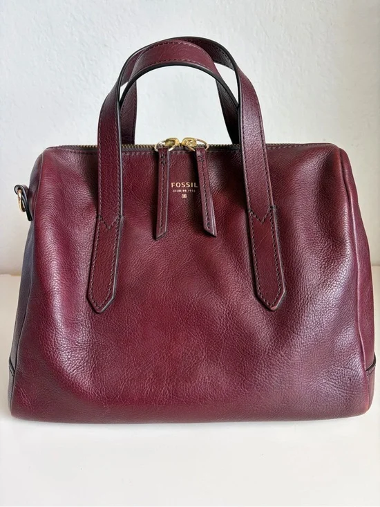 Fossil Sydney Satchel in Raisin Leather Bag