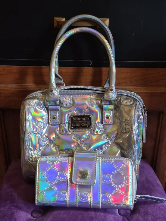 EUC Rare Hello Kitty X Loungefly Iridescent Satchel and Wallet
