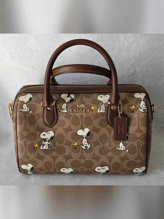 COACH Brown Snoopy Print Dome Satchel - Brown