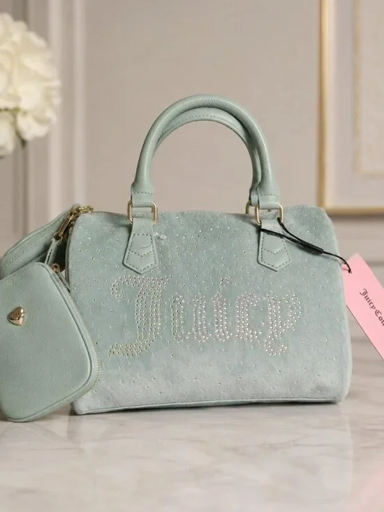 Juicy Couture Let It Shine Cool Blue Rhinestone Satchel Crossbody NWT