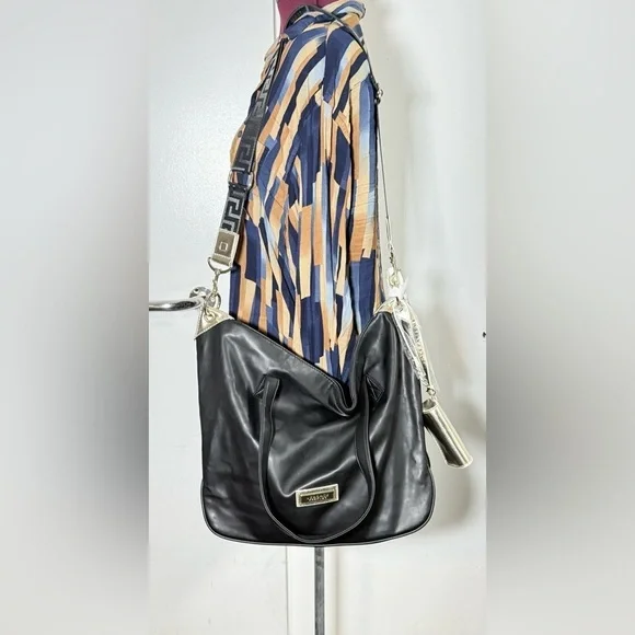 Versace Perfume Tote Bag Holdall Weekender Black Metallic Gold Handbag