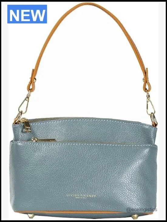 Genuine Leather Crossbody Satchel, Spacious Handcrafted Italian Bag