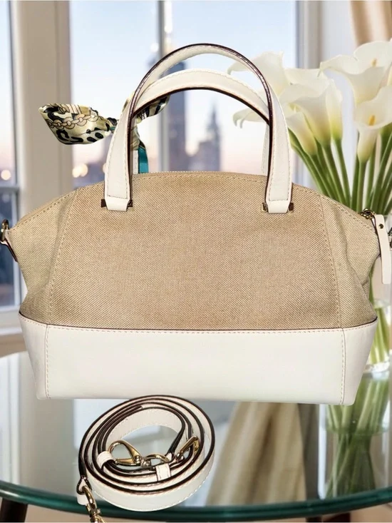 Kate Spade Storybook Lined Satchel with Turquoise Scarf Accent