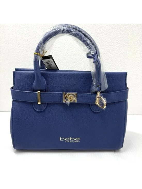 Bebe Los Angeles Evie Satchel NWT Galaxy Blue Gold Hardware Crossbody Bag Work