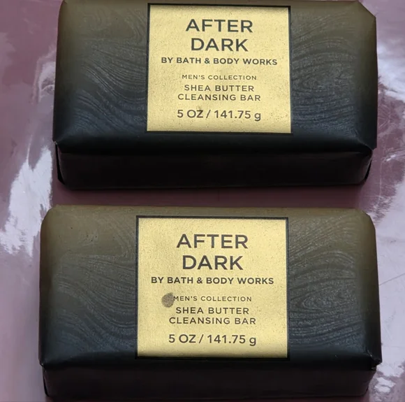 Bath & Body Works Men's After Dark Shea Butter Cleansing Bar Soap Set of 2 NEW