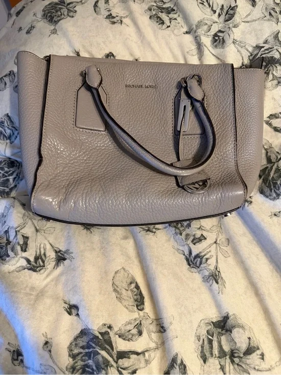 Michael Kors Pebbled Leather Satchel in Taupe