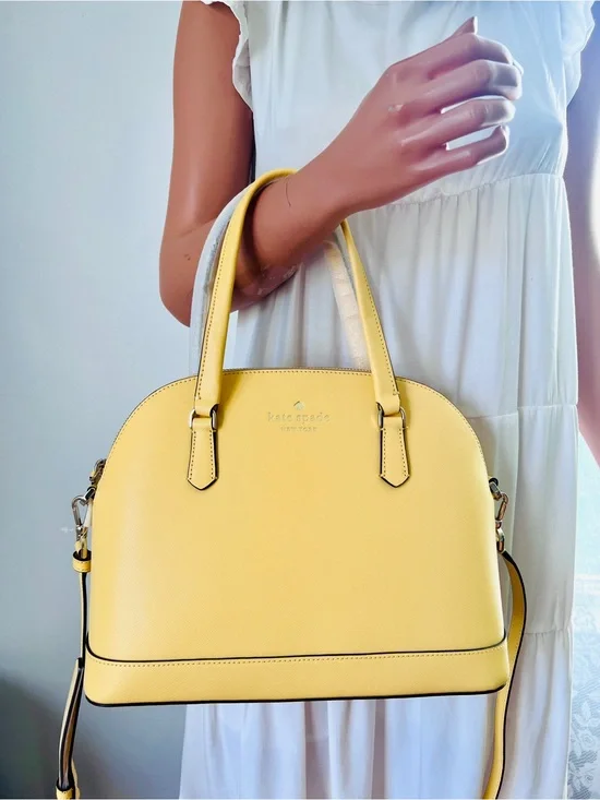 NWT Kate Spade leather medium dome satchel crossbody daybreak yellow bag