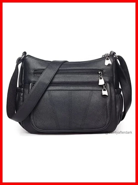 Women's Soft PU Leather Satchel Crossbody Handbag Tote with Multiple Pockets