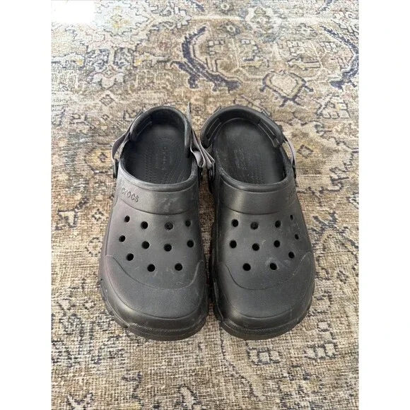 Crocs Classic All-Terrain Clogs Black Adjustable Strap Mens 7 Womens 9 206340