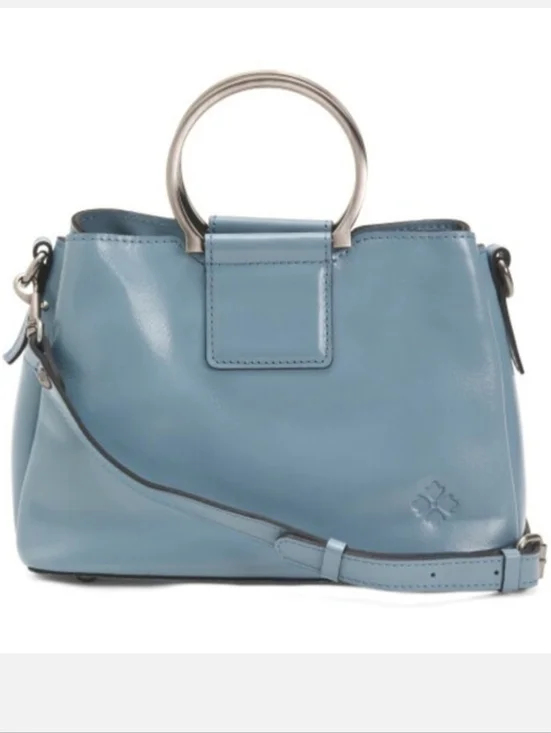 Patricia Nash Empoli Blue Leather Satchel / Crossbody With Metal Handles NWT