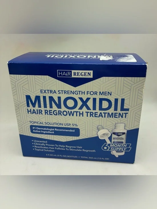 Hair Regen Minoxidil 5% Extra Strength Men Hair Regrowth 6 Month Supply 6x2oz