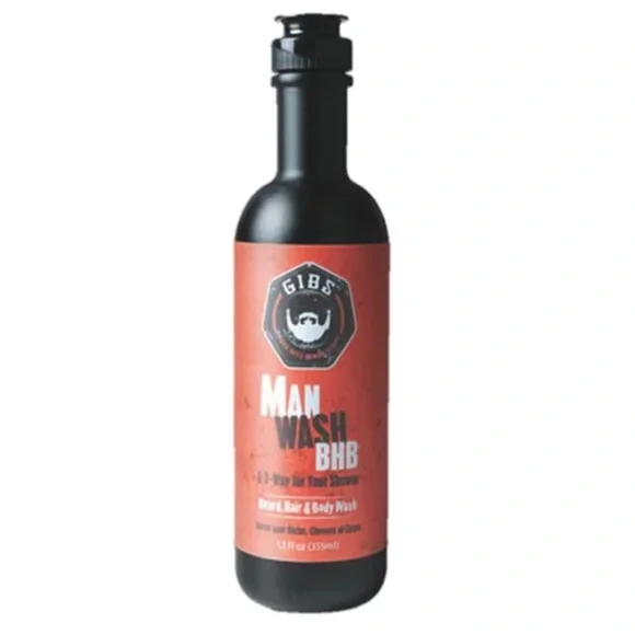 Gibs Man Wash BHB Beard, Hair & Body Wash, 12 fl. oz.