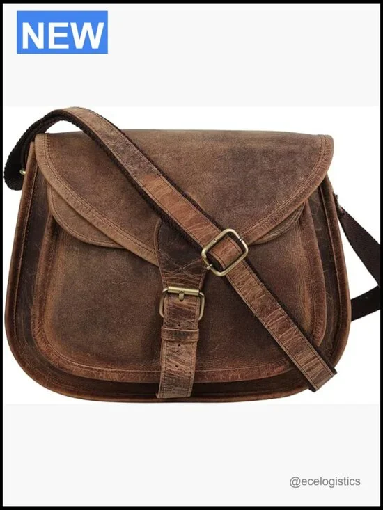 Full Grain Leather Crossbody Satchel Purse Tote Shoulder Bag