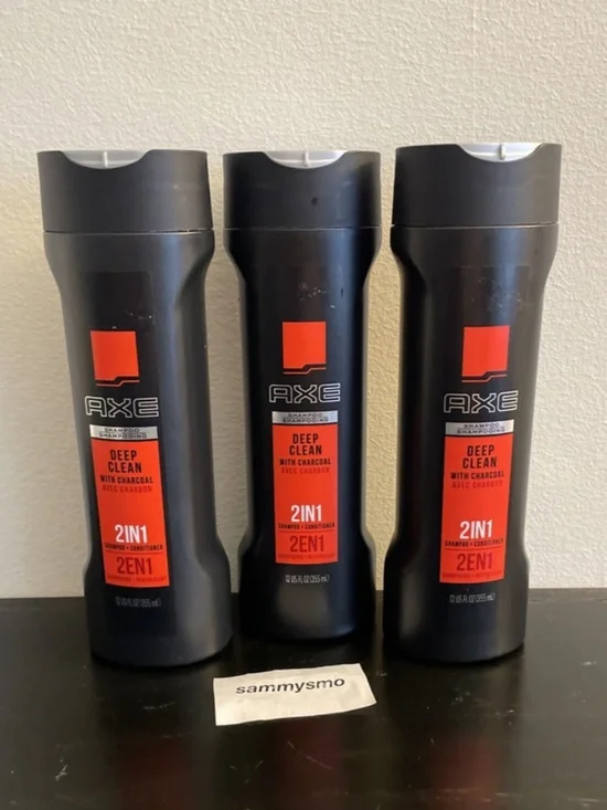 AXE 2-in-1 Shampoo and Conditioner, Deep Clean With Charcoal, 12 fl oz x3