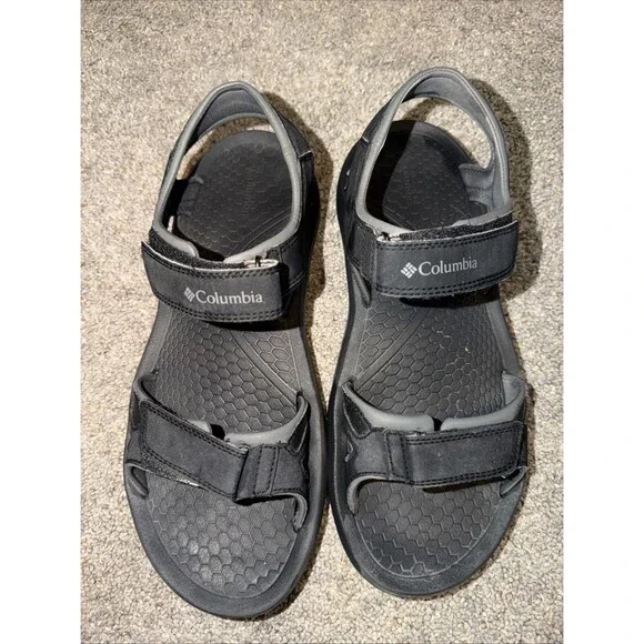 Columbia Hiking Walking Sandals Men's 10 Black Ym5363 Gently Used Strap Closure