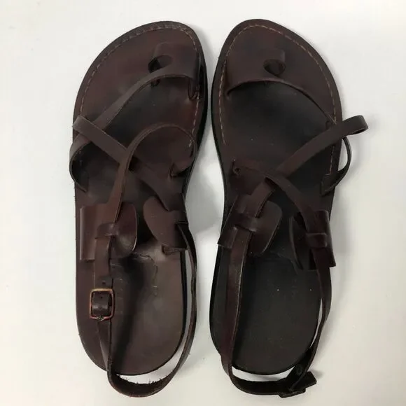 Camel Classic Style Original Leather Biblical Jesus Sandals Jerusalem Size 44