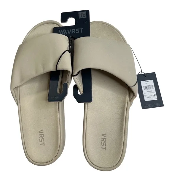 VRST Mens Khaki Sand‎ Slides Padded Strap Comfort Sandals VRST25MS13 Size 12 NEW