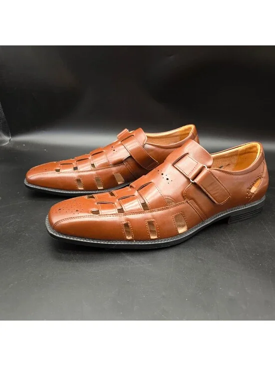 Stacy Adams Calax Men 14M Fisherman Sandals Cognac Brown Leather Dress Shoe NWOB