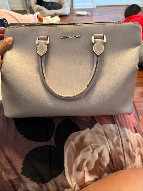 Michael Kors Light Pink Saffiano Leather Satchel with Gold Hardware