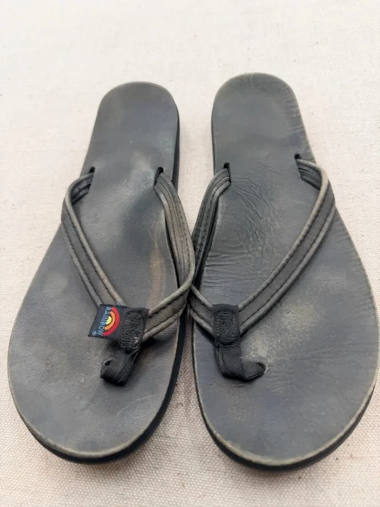 Rainbow Men's Black Double-Strap Flip Flop Sandals
