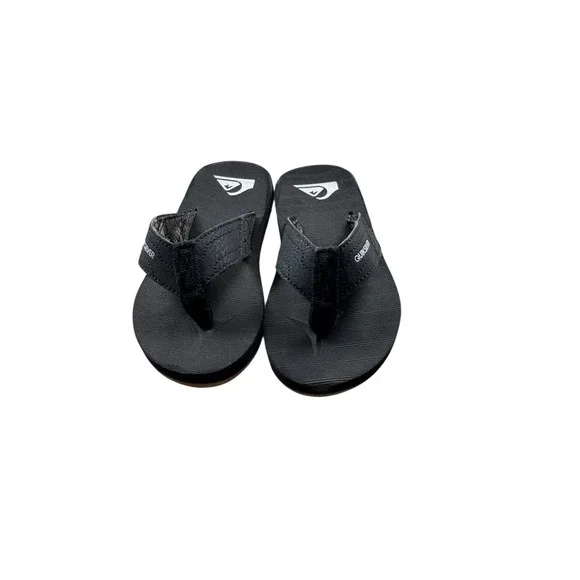 Quiksilver Boys Black Flip Flops Youth Sandals Size 7 Adjustable‎ Strap