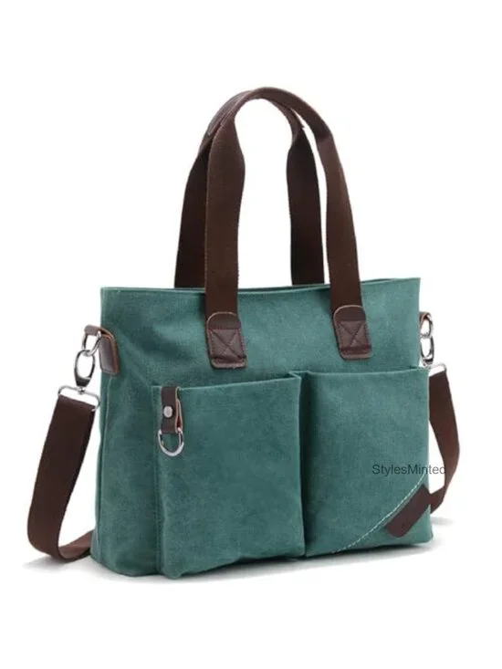 Canvas Satchel Handbag Tote Purse Top Handle Zipper Shoulder Bag