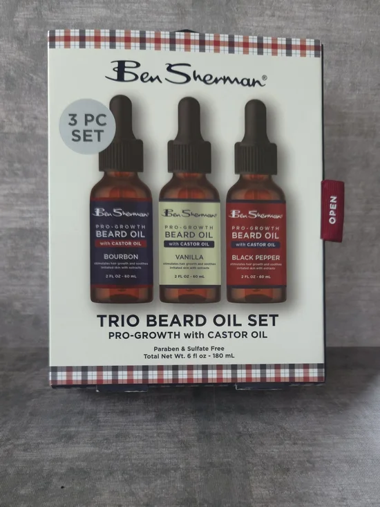 Ben Sherman Beard Oil Trio - Brown Bottles with Black Caps