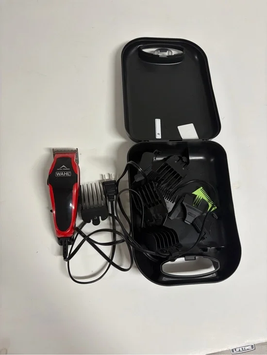 Wahl Red and Black Corded Hair Clipper with Guard Set