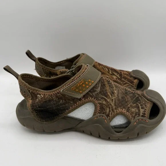 Crocs Sandals Mens 7 Swiftwater 201152 Camo Brown Water Shoe