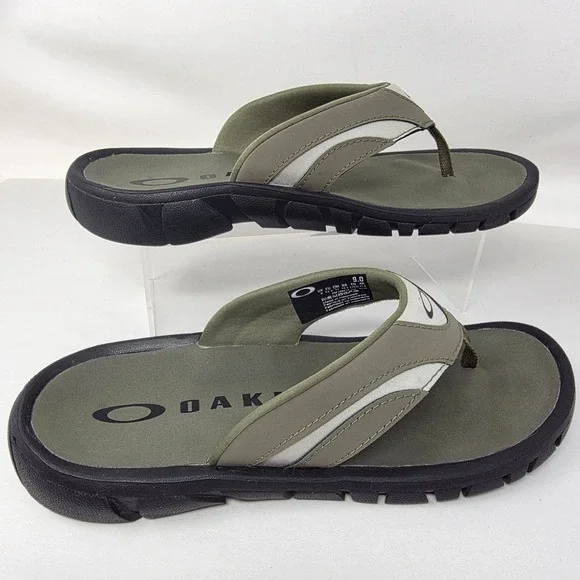 Oakley Operative 2.0 Sandals Mens 9 Flip Flops Olive Green Gray FOF100418 EX