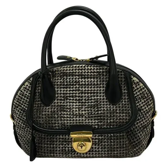 Salvatore Ferragamo Medium Fiamma Handbag Light gray Black