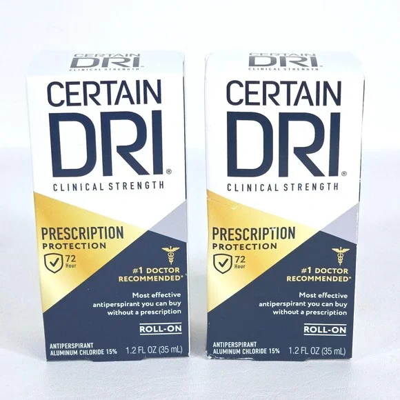 2 Pk Certain Dri Clinical Strength Roll On Antiperspirant 1.2oz‎ Hyperhidrosis