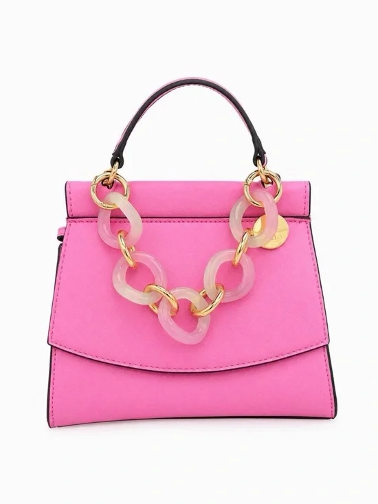 Pink Top-Handle Women's Handbag with Chain Accent