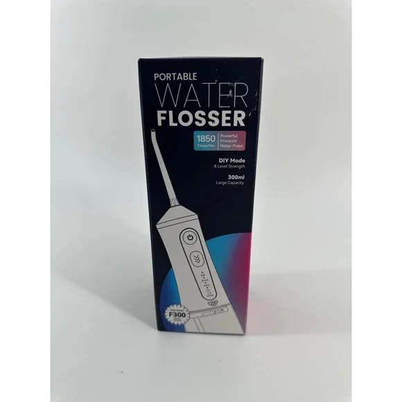 JTF F300 Portable Water Flosser Black 300ml 8-Level DIY Mode 9 Nozzles NEW