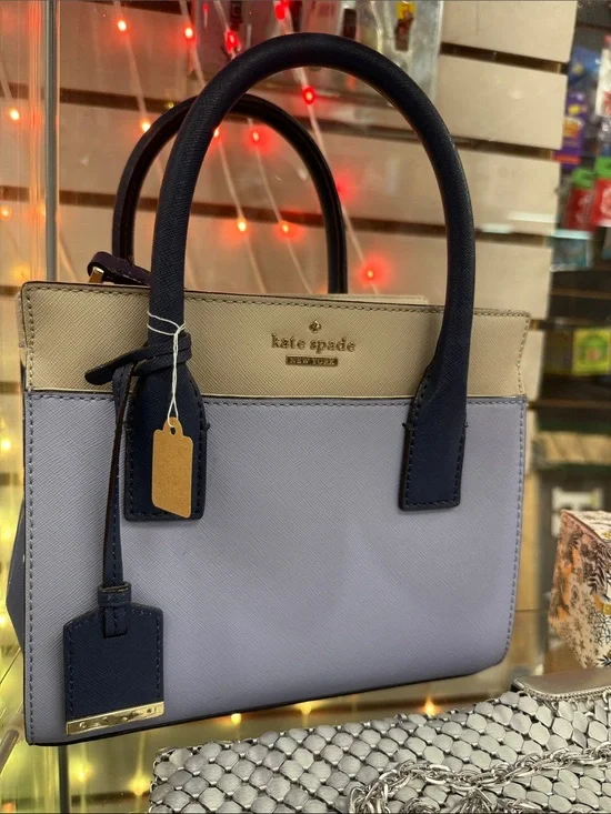 kate spade Lavender and Navy Two-Tone Structured Satchel