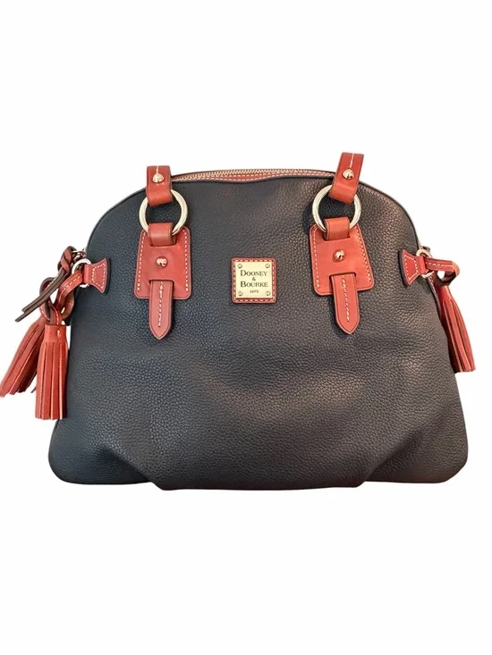 Dooney & Bourke Domed Satchel Black Pebble Leather Tassel Bag