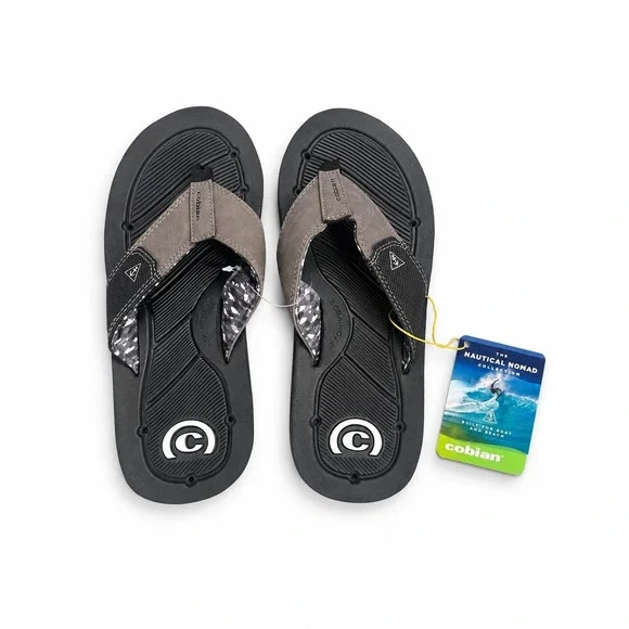 NEW Cobian Mens Draino 3 Black Nautical Nomad‎ Waterproof Flip Flop Sandals Sz 9
