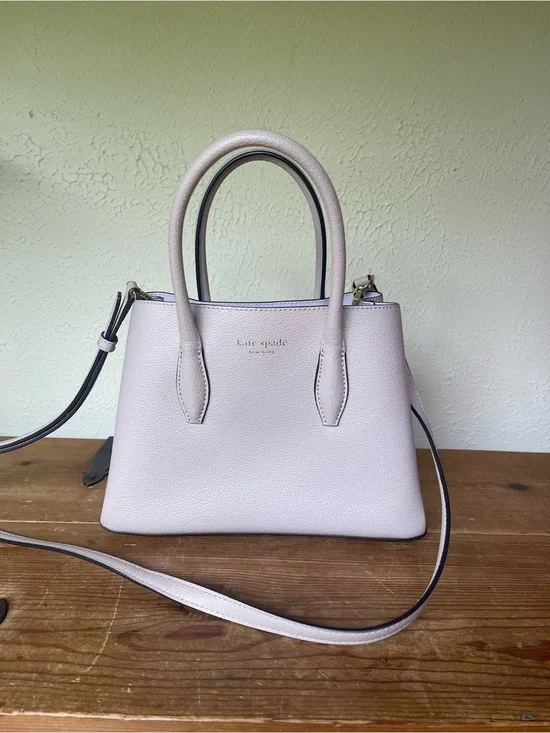 Kate Spade Leather Satchel in light taupe/beige color