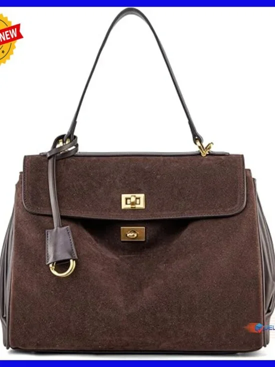 Large Suede Leather Tote Bag Adjustable Strap Work Travel Satchel