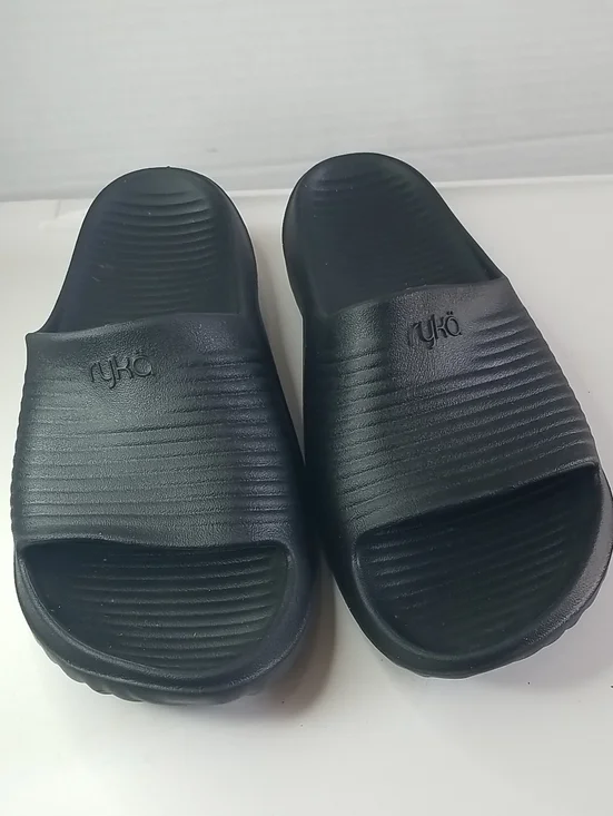 Ryka Men's Black Slide Sandals with Textured Strap