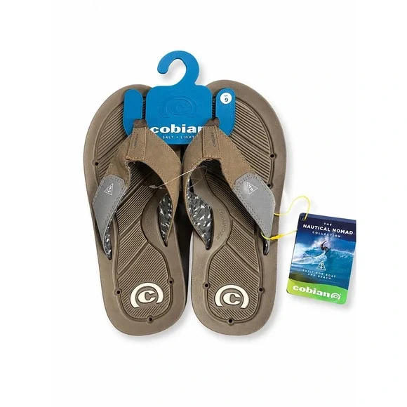 NEW Cobian Mens Draino 3‎ Tan Nautical Nomad Waterproof Flip Flop Sandals Size 9