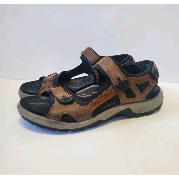 ECCO Yucatan sandals Men 48 US 14 EXPRESSO BROWN nubuck leather  Strap Walking