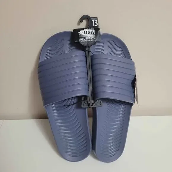 NEW Athletic Works Tunnel Slide Sandal Blue Gray Men's Size 13