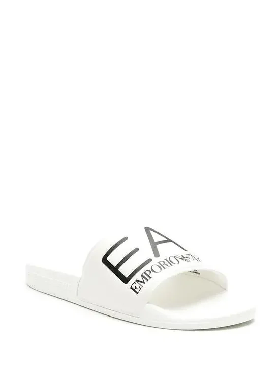 NEW EA7 Emporio Armani Logo Embossed Slide Sandals White Black Mens Size 11